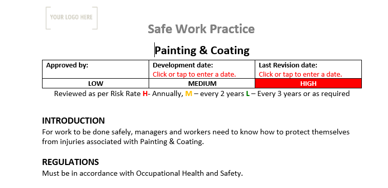 Painting & Coating Safe Work Practice