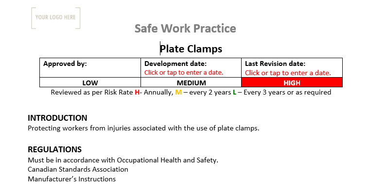 Plate Clamps Safe Work Practice