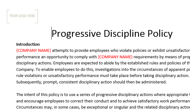 Progressive Discipline Policy