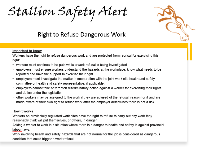 Right To Refuse Dangerous Work Safety Alert
