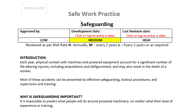 Safe Guarding Safe Work Practice