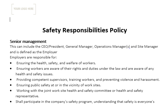Safety Responsibility Policy