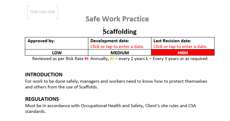Scaffold Safe Work Practice
