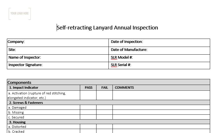 Self-retracting Lanyard Annual Inspection