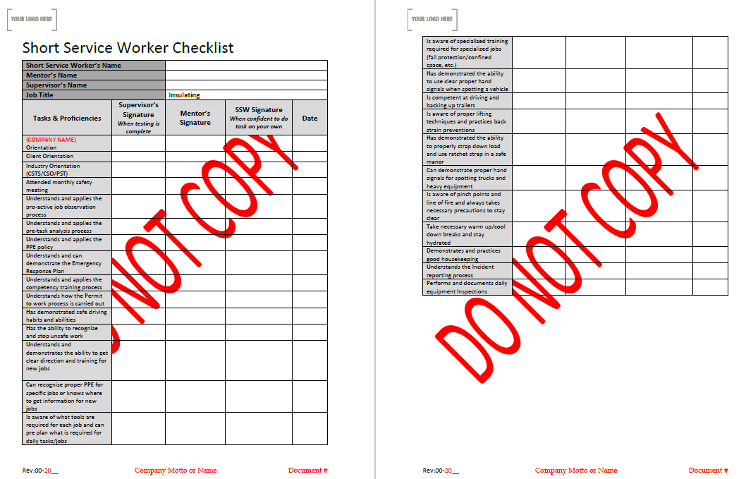 SSW Checklist - Insulating