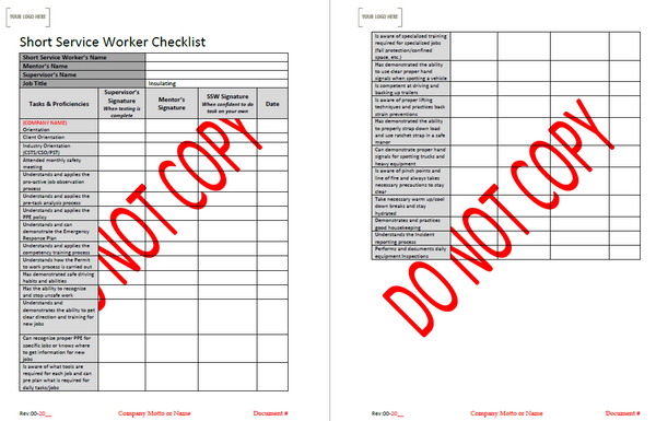 SSW Checklist - Insulating – Stallion Safety, Training