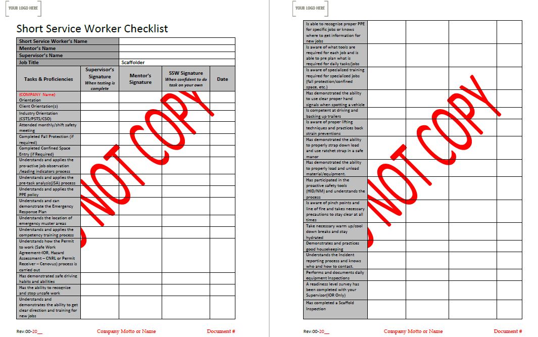 SSW Checklist - Scaffolder
