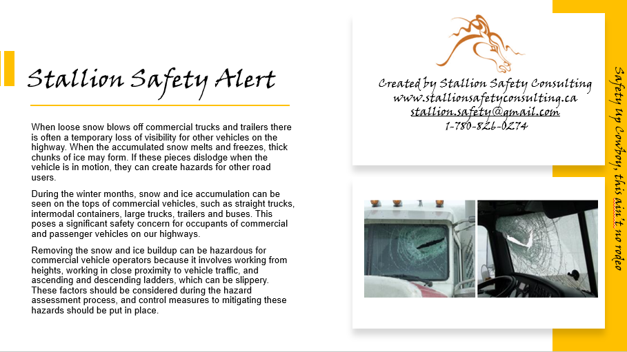 Snow and Ice on Commerical Vehicles Safety Alert