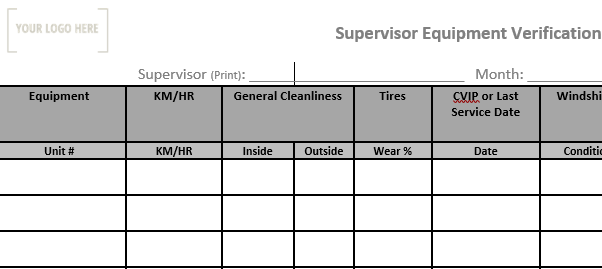Supervisor Equipment Verification Report