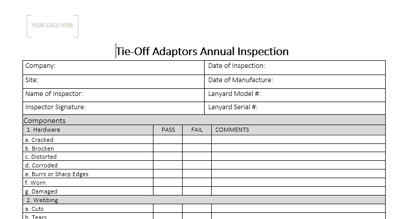 Tie-Off Adapters Annual Inspection