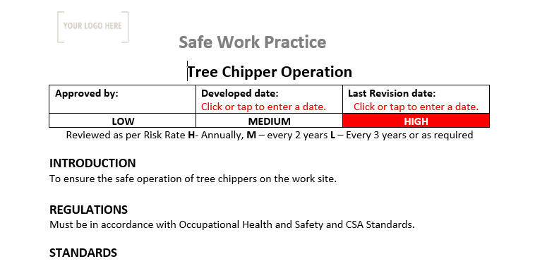 Tree Chipper Operation Safe Work Practice