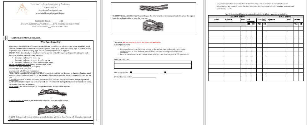 Wire Rope Inspection Form Pdf Wire Rope Inspection Toolbox Meeting – Stallion Safety, Training