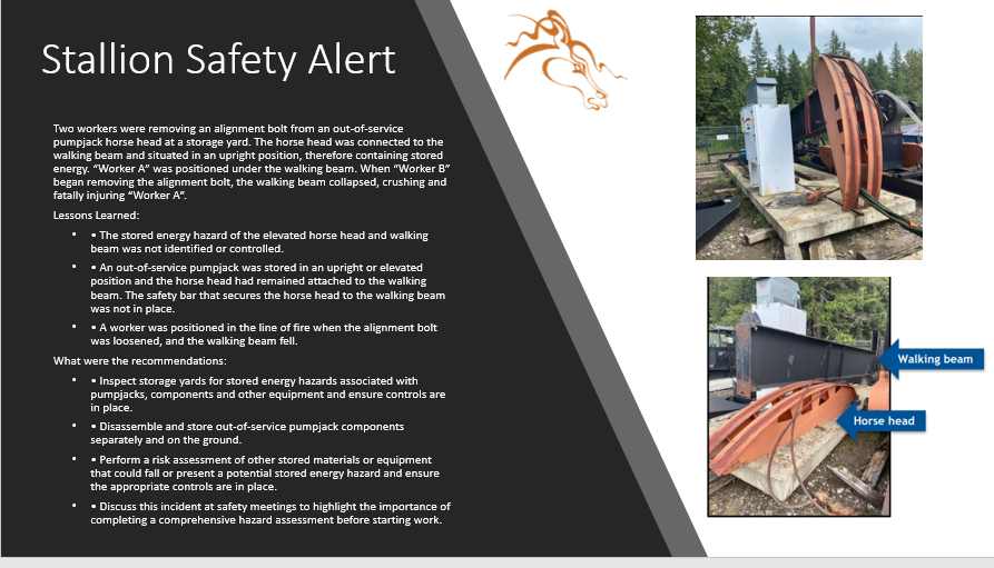 Worker Crushed by Pumpjack Equipment Safety Alert