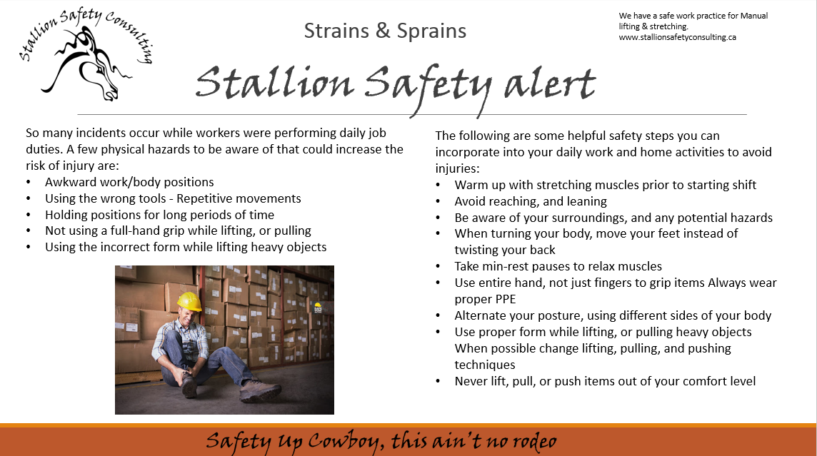 Strains & Sprains Safety Alert